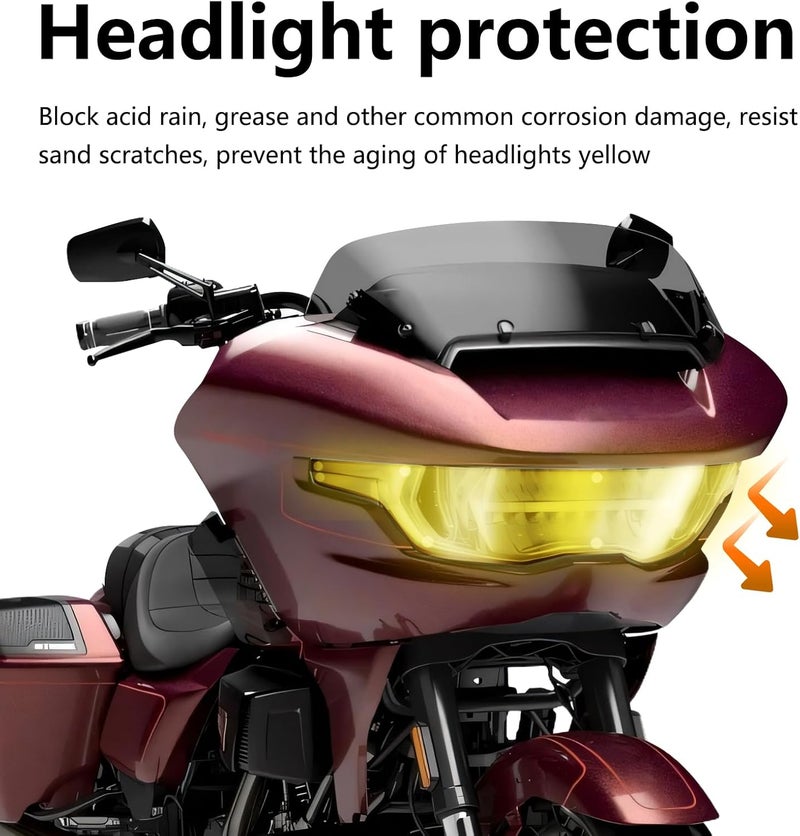 FWXEOZ Motorcycle Accessories Headlight Guard Front Headlamp Protection Cover for CVO Road Glide FLTRXSE 2023 2024 Road Glide ST 2024 Headlight Shield (Yellow) - Image 3
